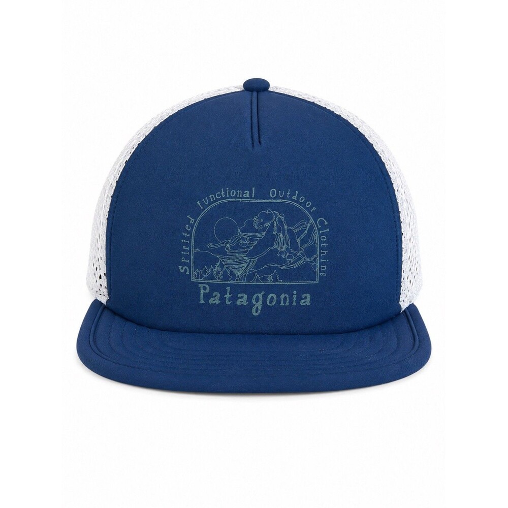 Patagonia Duckbill Shorty Trucker Hat Blue Mesh Snap Buckle Spirited Outdoor Cap